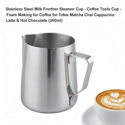 FINALITY Stainless Steel Milk Frother Steamer Cup - Coffee Tools Cup -Foam Making for Coffee Matcha Chai Cappuccino Latte & Hot Chocolate (300ml) - Image 4