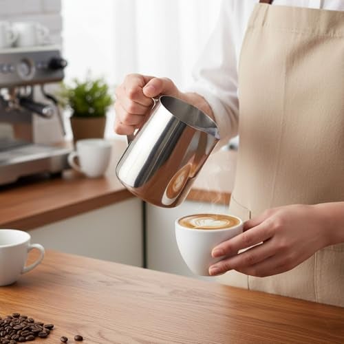 FINALITY Stainless Steel Milk Frother Steamer Cup - Coffee Tools Cup -Foam Making for Coffee Matcha Chai Cappuccino Latte & Hot Chocolate (300ml) - Image 2