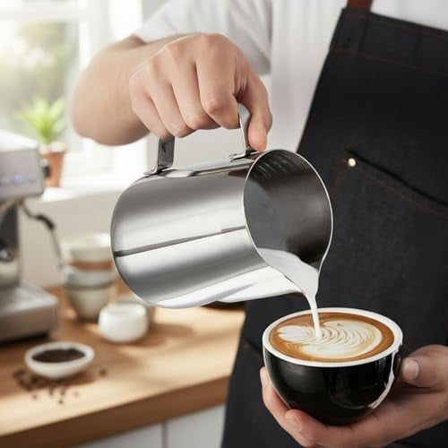 FINALITY Stainless Steel Milk Frother Steamer Cup - Coffee Tools Cup -Foam Making for Coffee Matcha Chai Cappuccino Latte & Hot Chocolate (300ml) - Image 5