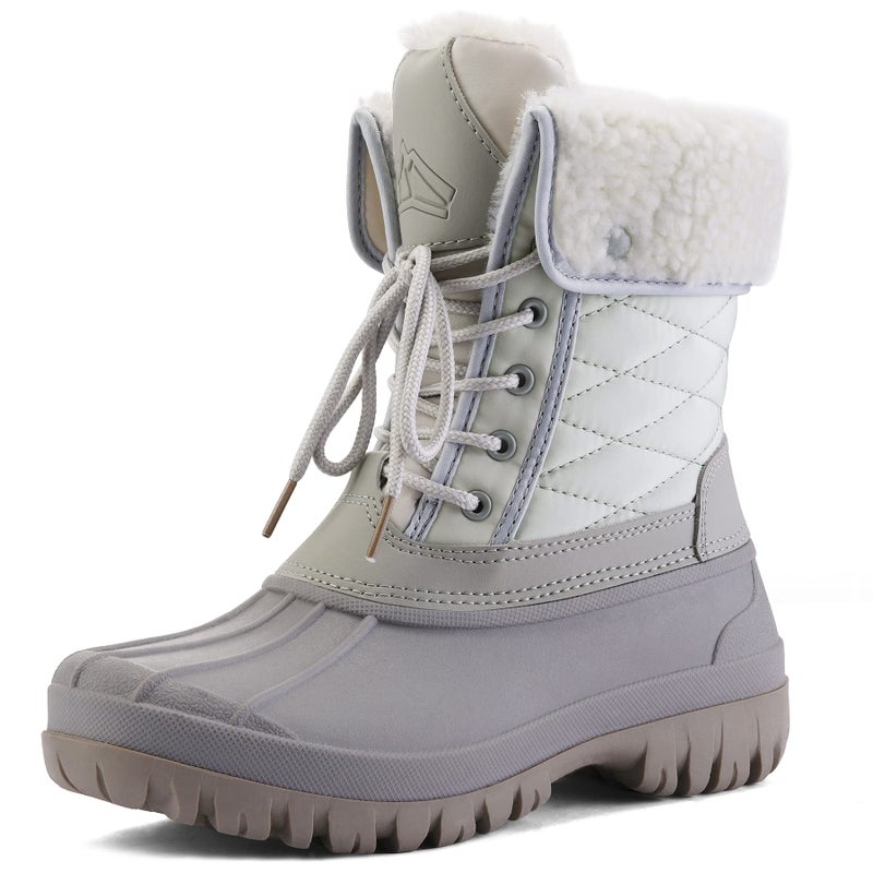 mysoft Women's Waterproof Snow Boots Insulated Warm, Lace-Up Winter Mid Calf Duck Boots for Outdoor - Image 1