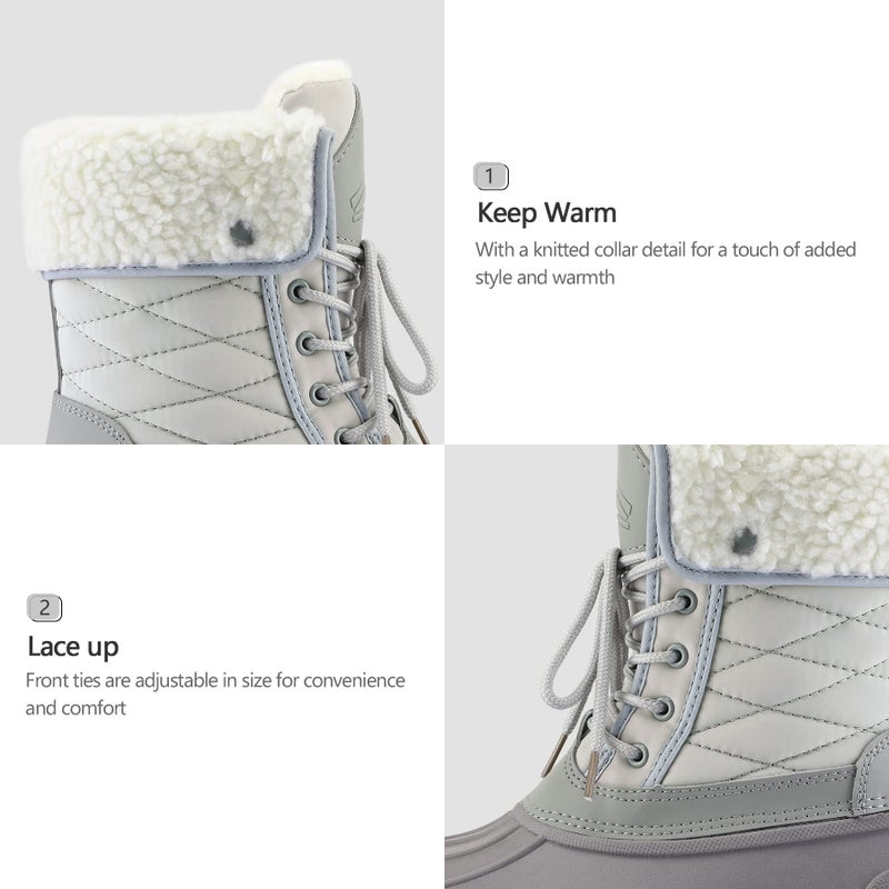 mysoft Women's Waterproof Snow Boots Insulated Warm, Lace-Up Winter Mid Calf Duck Boots for Outdoor - Image 5