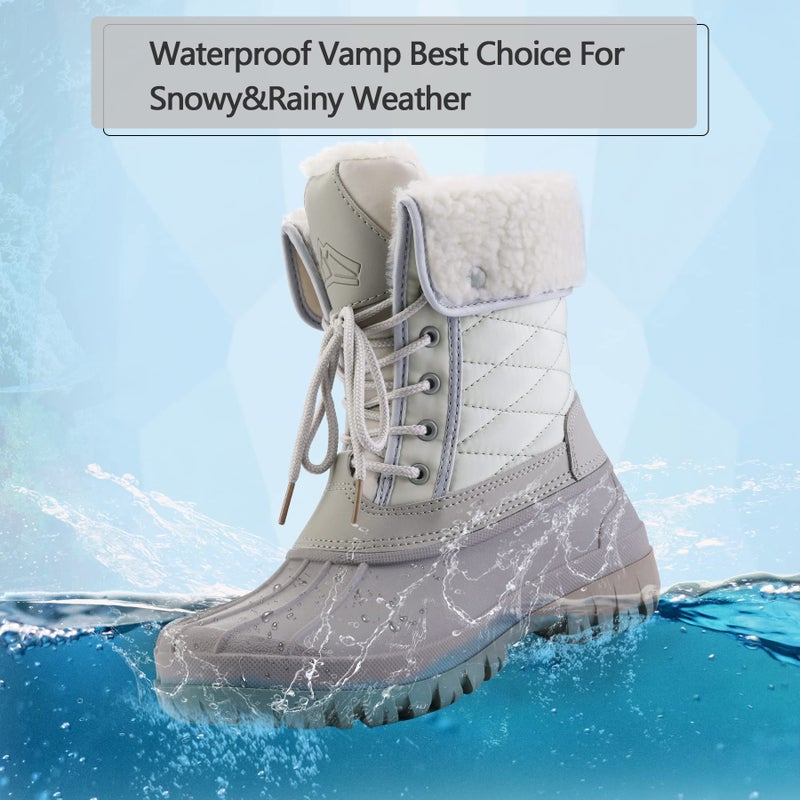mysoft Women's Waterproof Snow Boots Insulated Warm, Lace-Up Winter Mid Calf Duck Boots for Outdoor - Image 4