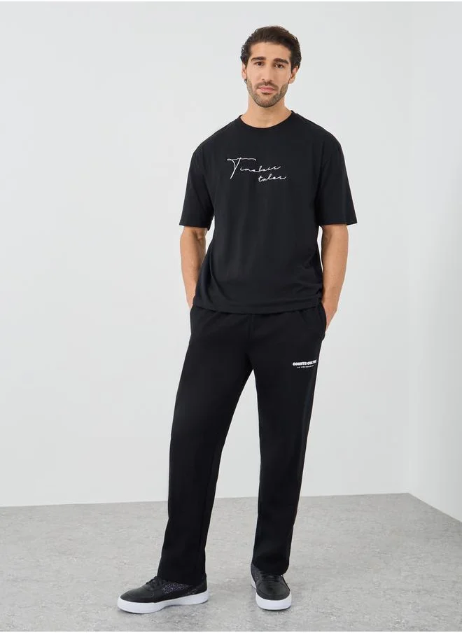 Styli Styli Slogan Print Relaxed Fit Open Hem Jogger