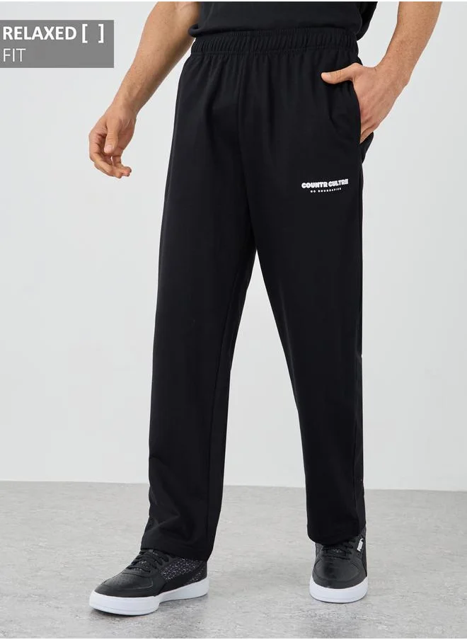 Styli Styli Slogan Print Relaxed Fit Open Hem Jogger