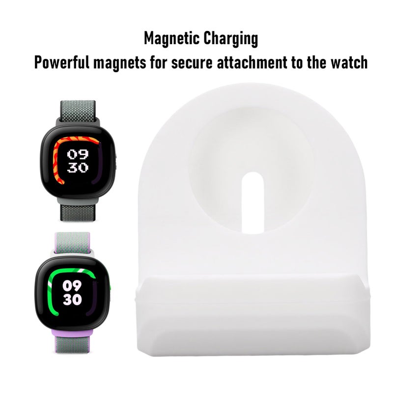 Magnetic Charging Stand Dock With 3 3ft Cable For Kids Smartwatch Non Slip Base White - Image 3
