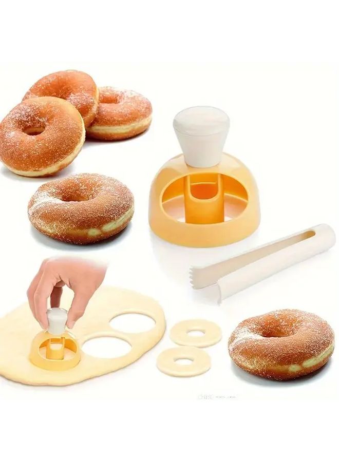 Yellow White Manual Donut Maker Kit With Cutter Spoon And Pliers Tool For Home Baking - Image 5