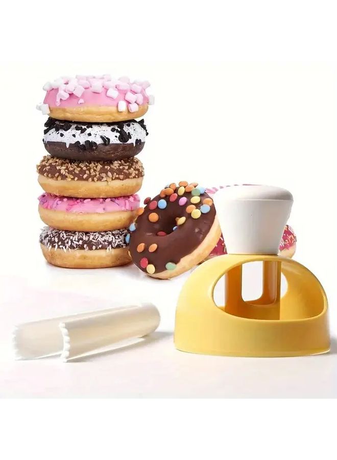 Yellow White Manual Donut Maker Kit With Cutter Spoon And Pliers Tool For Home Baking - Image 4