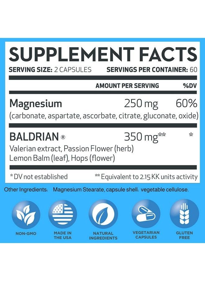 Vitaminerals - 33+ Baldrian® Plus Natural Relaxing Support Standardized Valerian Extract Extra Strength 120 Count - Image 1