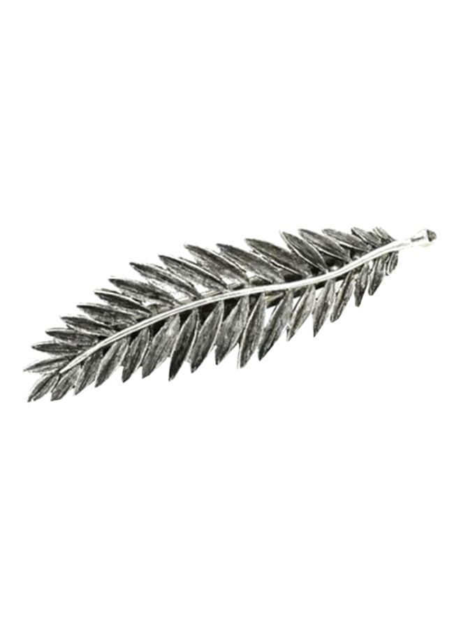 NIBEMINENT Leaf Pattern Hair Clip Silver 7centimeter