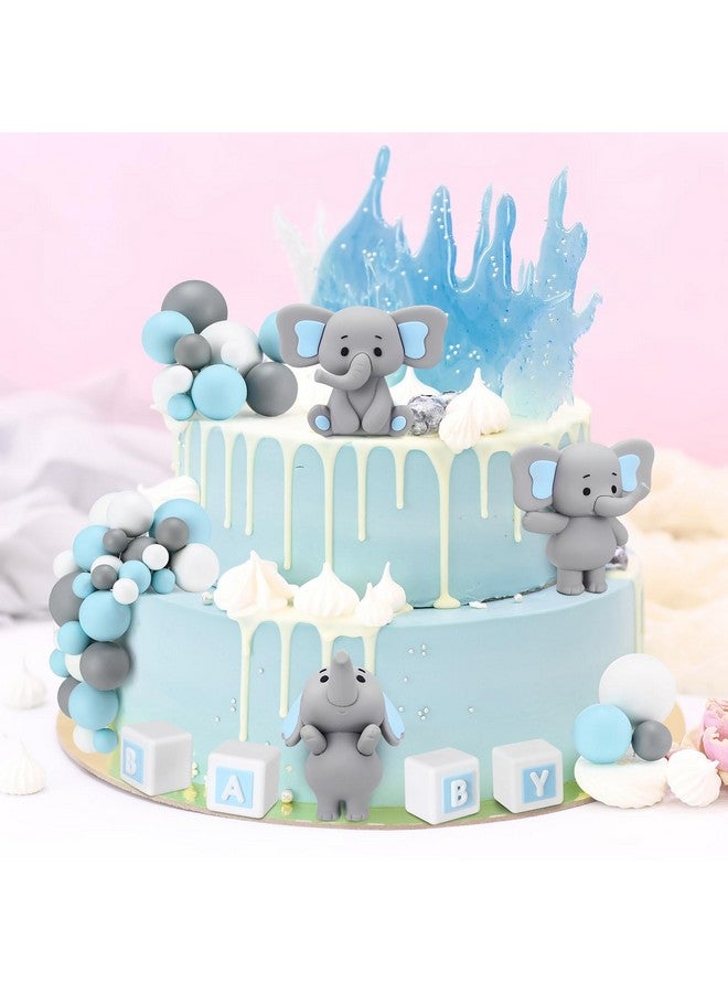 Roowest 85 Pcs 3D Bear Elephant Cake Toppers Foam Ball Cake Toppers Mini Balloons Decorations for Boy Girl Kids Baby Shower Birthday Party Decorations(Blue Elephant Style) - Image 5