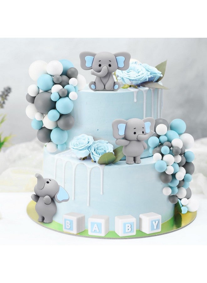 Roowest 85 Pcs 3D Bear Elephant Cake Toppers Foam Ball Cake Toppers Mini Balloons Decorations for Boy Girl Kids Baby Shower Birthday Party Decorations(Blue Elephant Style) - Image 4