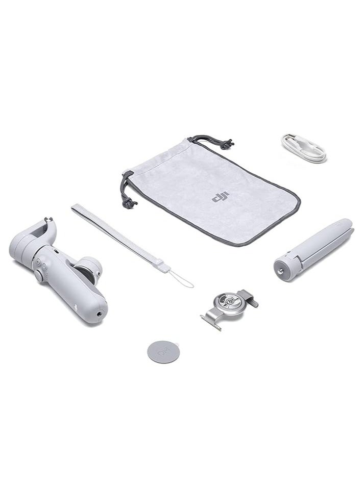 دي جي آي مثبت الهاتف الذكي DJI OM 5، مثبت ثلاثي المحاور للهاتف، قضيب تمديد مدمج، محمول وقابل للطي، مثبت Android وiPhone مع ShotGuides، مثبت التدوين المرئي، فيديو YouTube TikTok، رمادي،  - Image 1
