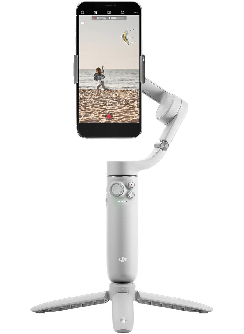 دي جي آي مثبت الهاتف الذكي DJI OM 5، مثبت ثلاثي المحاور للهاتف، قضيب تمديد مدمج، محمول وقابل للطي، مثبت Android وiPhone مع ShotGuides، مثبت التدوين المرئي، فيديو YouTube TikTok، رمادي،  - Image 5