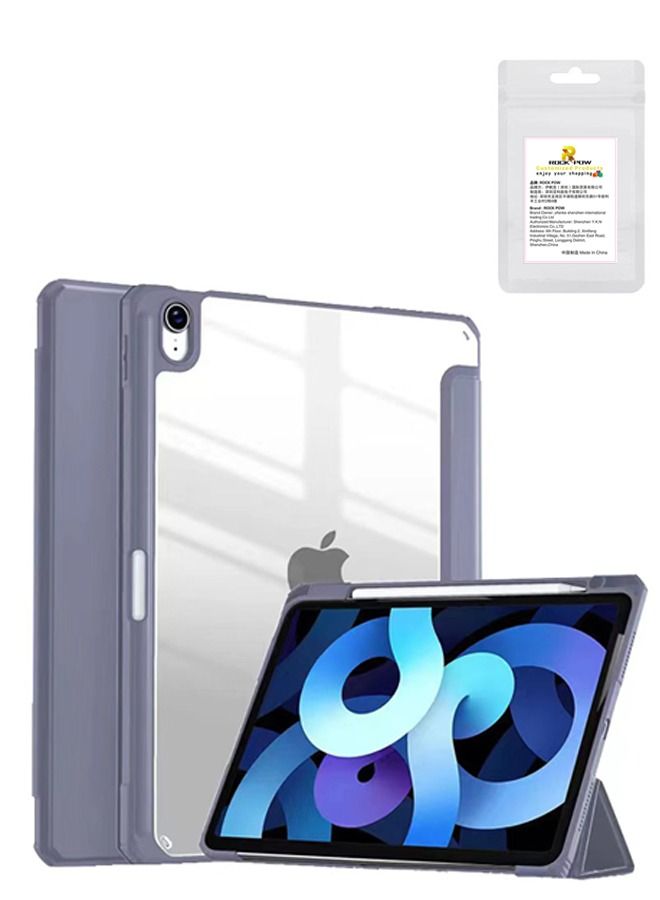 Rock Pow Case for New iPad 10th Generation 10.9 Inch 2022 - Shockproof Cover with Clear Transparent Back Shell with Pencil Holder, Auto Sleep/Wake Cover - Image 1