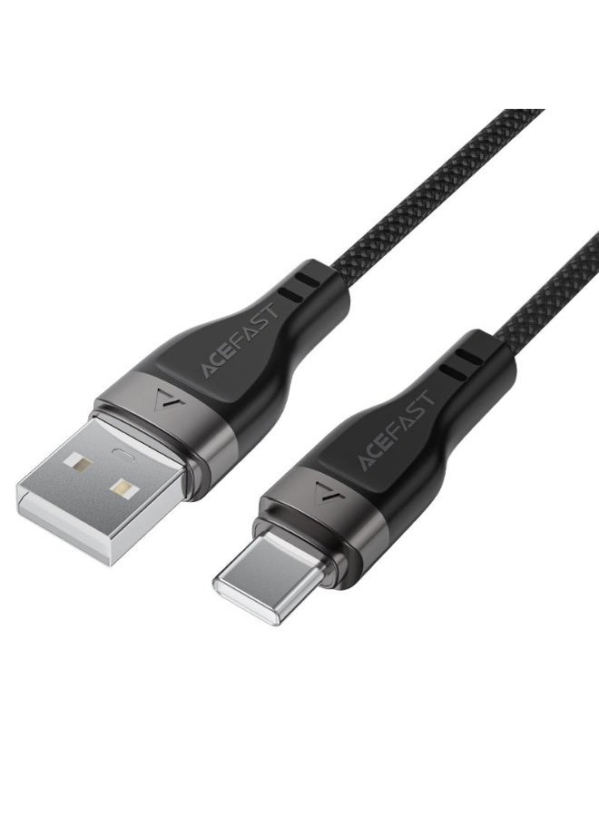 أسيفاست كابل شحن وبيانات C11-04 USB-A إلى USB-C، مصنوع من سبائك الزنك + PVC + ضفيرة من النايلون بطول 1.2 متر، ضفيرة مغناطيسية - أسود - Image 1