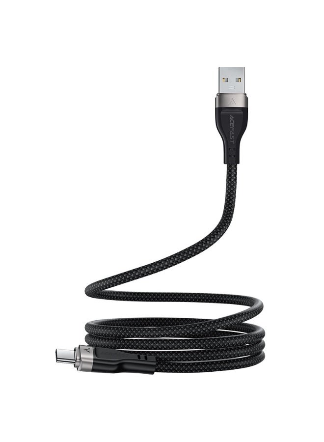 أسيفاست كابل شحن وبيانات C11-04 USB-A إلى USB-C، مصنوع من سبائك الزنك + PVC + ضفيرة من النايلون بطول 1.2 متر، ضفيرة مغناطيسية - أسود - Image 3