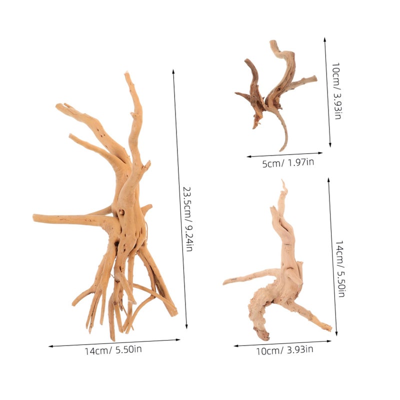 3Pcs Natural Driftwood Branches For Aquarium Reptile Tank Decor And Aquatic Plant Support - Image 3