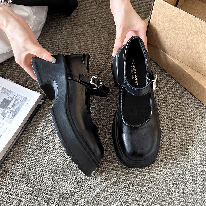 Vintage All-Match Round Toe Thick Bottom Mary Jane Shoes Women'S Spring French Style Thick Heel Shallow Mouth Single Shoes - Image 5