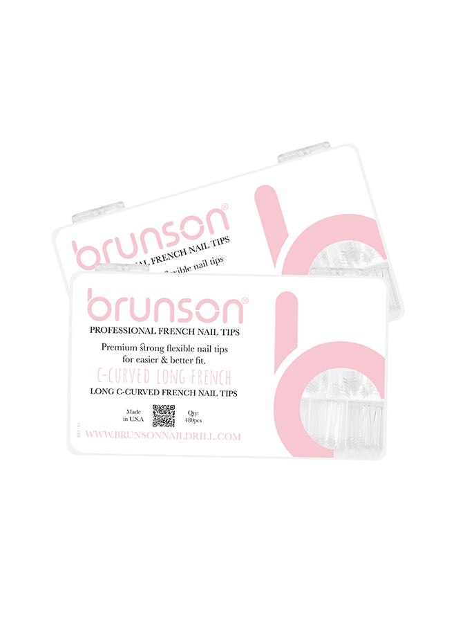 برونسون Professional French Nail Tips 480pcs C Curved Long Nail Tip Premium Strong flexible False nail tips easier better-fit Press On Nails  for French Manicure Acrylic Gel Nail Extensions for Nail Art - Image 1