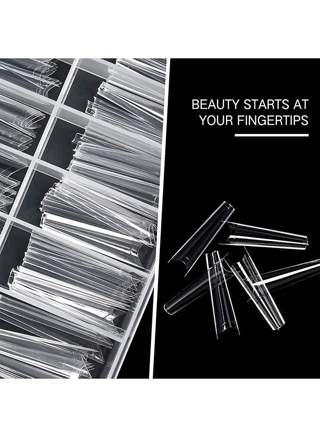 برونسون Professional French Nail Tips 480pcs C Curved Long Nail Tip Premium Strong flexible False nail tips easier better-fit Press On Nails  for French Manicure Acrylic Gel Nail Extensions for Nail Art - Image 4
