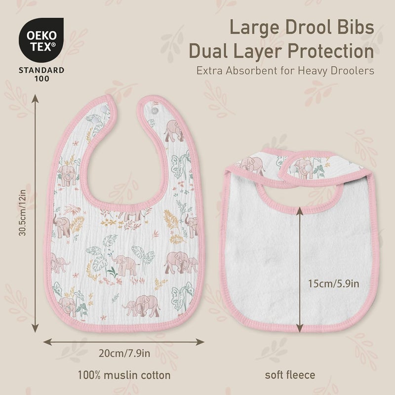 Muslin Drool Bibs for Boys and Girls - 8 Pack Adjustable Baby Bibs for Drooling and Teething - Image 4