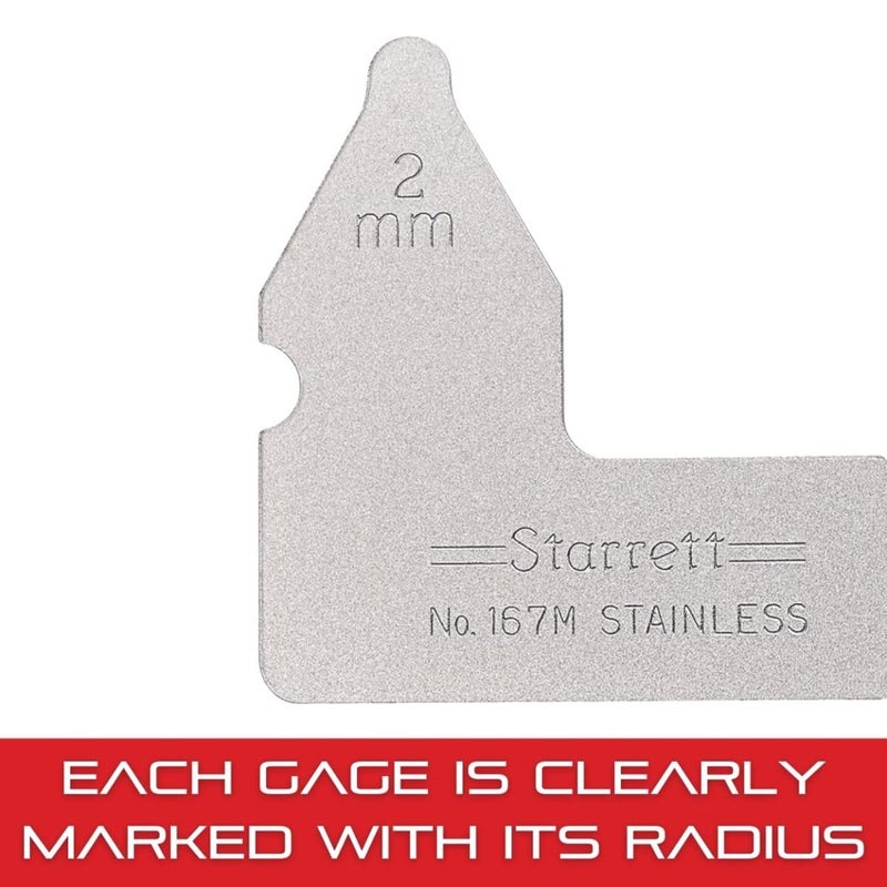 Starrett Individual Radius Gage for Both Convex and Concave Radii - Ideal for Carpenters and Constructions - Stainless Steel, 2mm Radius Gage, Millimeter Reading - 167M-2 - Image 4