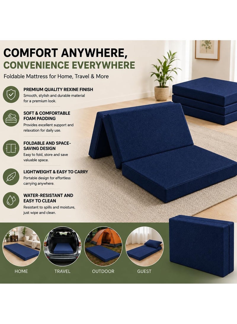 Karpentone All-Day Comfort 3-Fold Folding Mattress | 180 × 90 × 7 cm | Foldable Floor Mattress with Fabric Cover | Portable, Space Saving & Easy to Store - Image 3