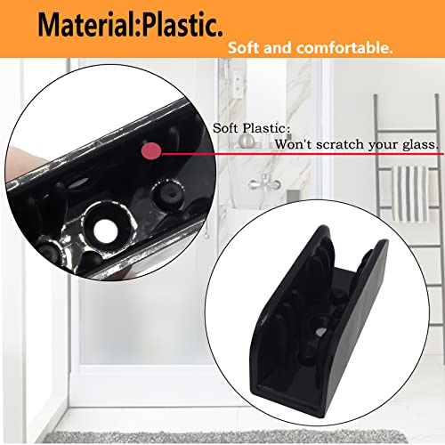 ERDANER 6pcs Shower Door Anti-Collision Block,Furniture Bottom Guide Assembly,for Glass Sliding Door Shower Door Anti-Collision Block,with Screws(Black) - Image 2