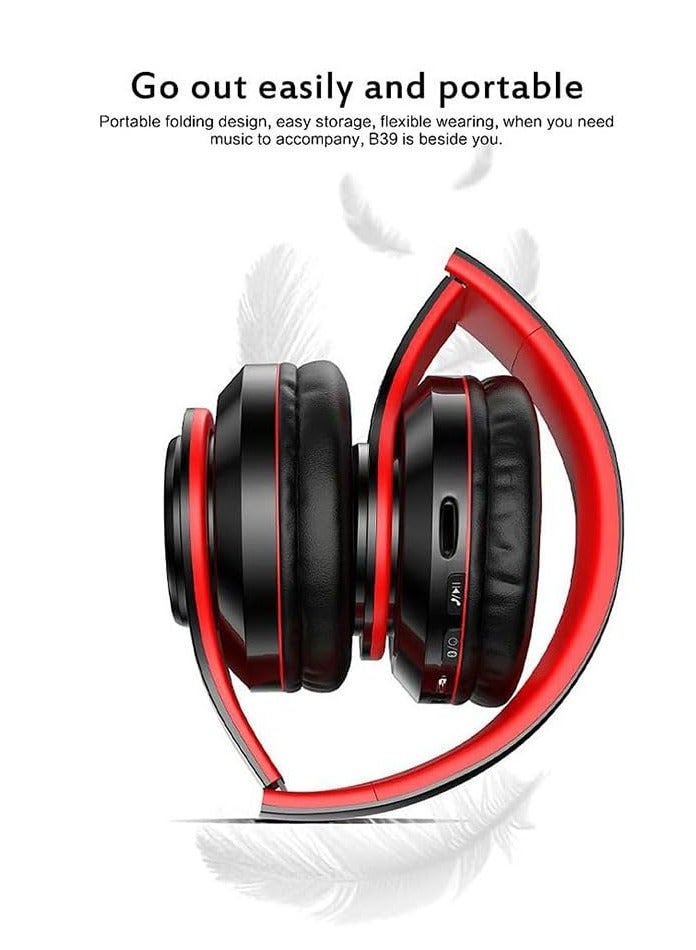 erorex Bluetooth Headphones Over Ear, Lightweight Headset for Smart Phone/TV/PC, Passive Noise Reduction Built-in HD Mic, LED Foldable Stereo Headphones for Gaming with Volume Control (Blue) - Image 2