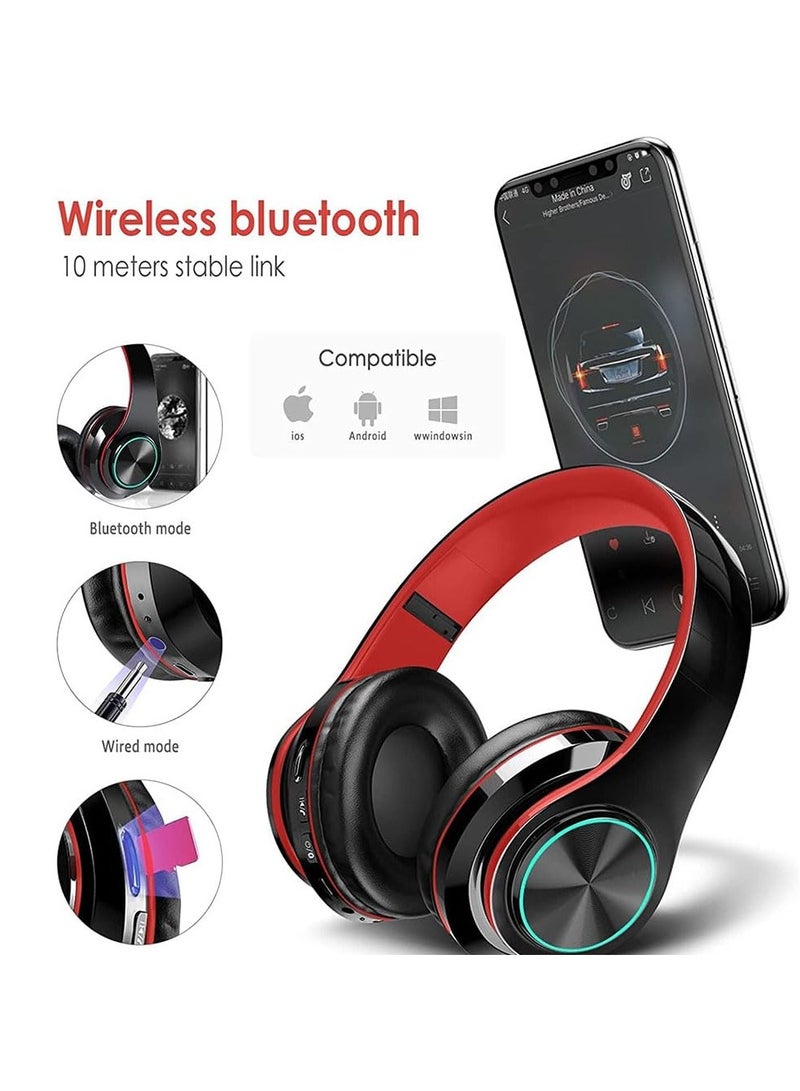 erorex Bluetooth Headphones Over Ear, Lightweight Headset for Smart Phone/TV/PC, Passive Noise Reduction Built-in HD Mic, LED Foldable Stereo Headphones for Gaming with Volume Control (Blue) - Image 3