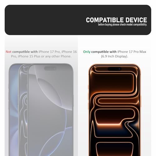 SupCares 360° Privacy Tempered Glass for iPhone 17 Pro Max (6.9 Inch) With Installation Kit | Military-Grade Gorilla Screen Protector | Edge to Edge Coverage | Black - Image 2