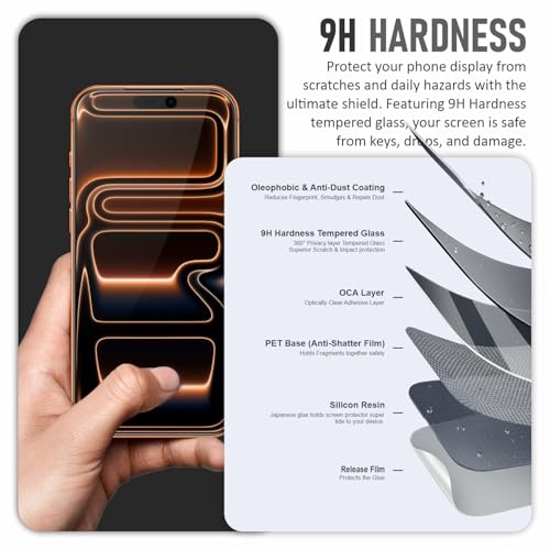 SupCares 360° Privacy Tempered Glass for iPhone 17 Pro Max (6.9 Inch) With Installation Kit | Military-Grade Gorilla Screen Protector | Edge to Edge Coverage | Black - Image 4
