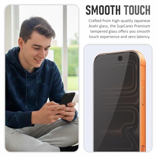 SupCares 360° Privacy Tempered Glass for iPhone 17 Pro Max (6.9 Inch) With Installation Kit | Military-Grade Gorilla Screen Protector | Edge to Edge Coverage | Black - Image 5