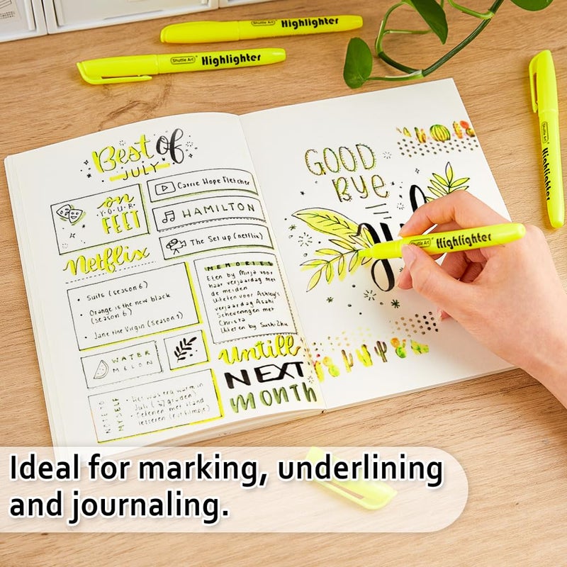 Shuttle Art 144 Pack Highlighters, Yellow Highlighter Pen Bulk with Versatile Chisel Tip Dry-Quickly Non-Toxic Highlighter Markers for Adults Kids Highlighting in Home School Office - Image 5