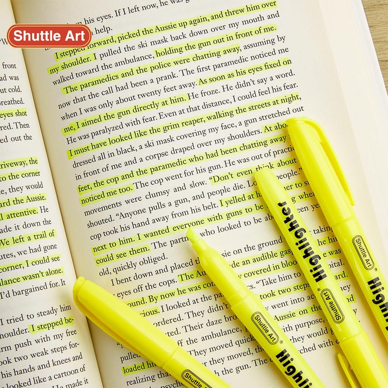 Shuttle Art 144 Pack Highlighters, Yellow Highlighter Pen Bulk with Versatile Chisel Tip Dry-Quickly Non-Toxic Highlighter Markers for Adults Kids Highlighting in Home School Office - Image 4
