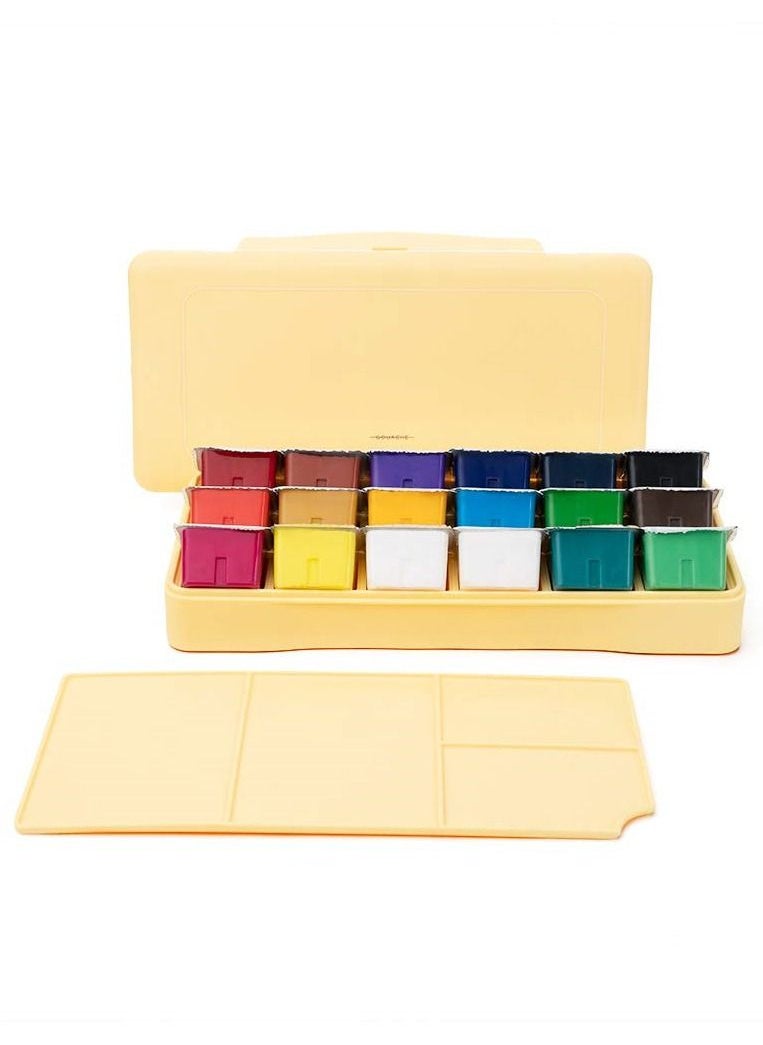 Generic - Gouache Paint Set 18 Colors x 30ml Unique Jelly Cup Design Portable Case with Palette for Artists Students Gouache Watercolor Painting - Image 1