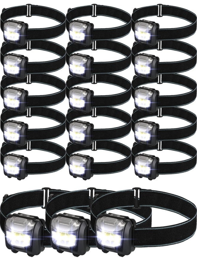 Macarrie 18 Pack LED Headlamps IPX4 Waterproof 3 Modes Headlamp Flashlight Bright Head Lights Camping Accessories for Adults Kids Hiking, Running, Repairing, Fishing, Batteries Not Included(Black) - Image 1