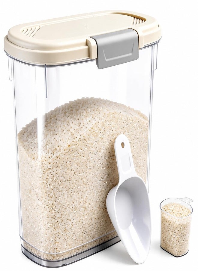 WBKTOOL Large Rice Storage Container 15-20 Lbs, Tall Flour Container with Scoop + Cup - Slim Dry Food Storage Bin for Cereal, Sugar, Beans, Pet Dog Cat Food Container - Kitchen and Pantry Storage Organization - Image 1