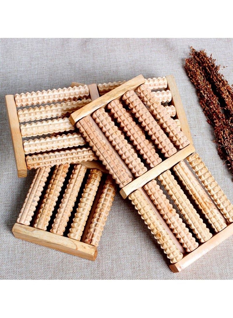 جهاز تدليك القدم الخشبي عالي الجودة بخمسة صفوف من الأسطوانة الخشبية لتخفيف التوتر وعلاج الاسترخاء وأداة تدليك صحية - Image 5