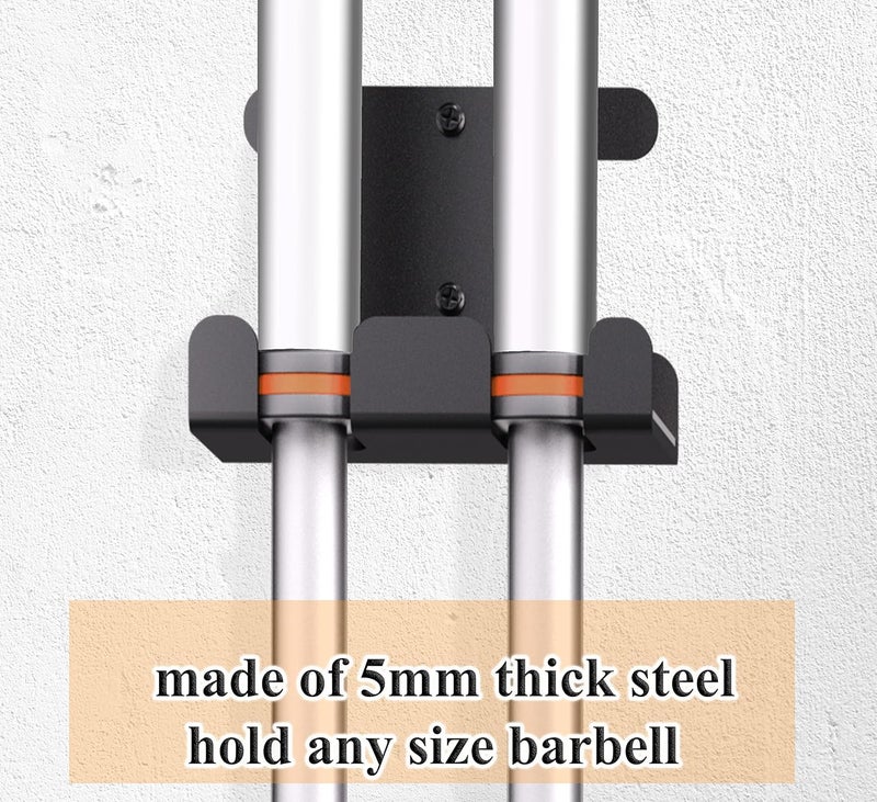 Alvade Barbell Holder Wall Mount Heavy Duty Vertical Barbell Holder Weight Bar Holder for Olympic Barbell, Curl bar, Commercial or Home Gym Accessory - Image 5