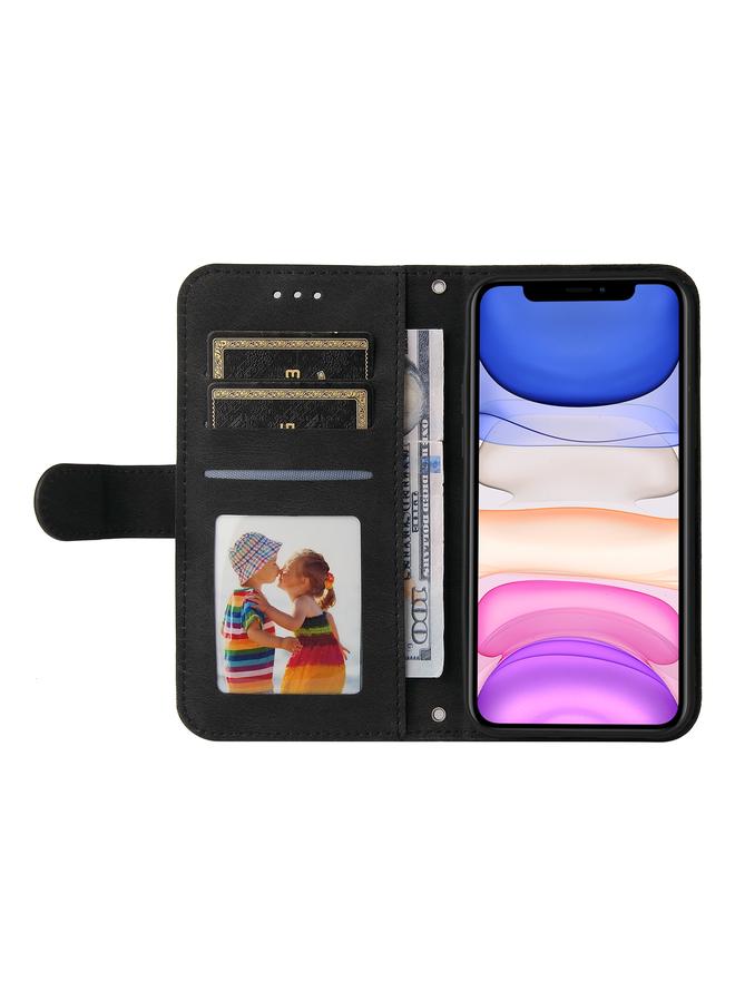 زبون جراب جلدي أفقي قابل للطي بتصميم شجرة الحياة مع أزرار معدنية وحامل وفتحة للبطاقات ومحفظة وإطار للصور وحزام لهاتف iPhone 11 - Image 4