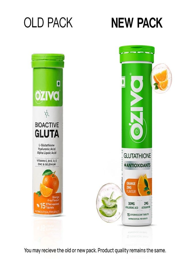OZiva Bioactive Glutathione Tablets for Radiant Skin - 30 Effervescent Tablets (Pack of 2) | L-Glutathione, Lycopene, Vitamin C for Skin Glow & Anti-Pigmentation | Orange - Image 2