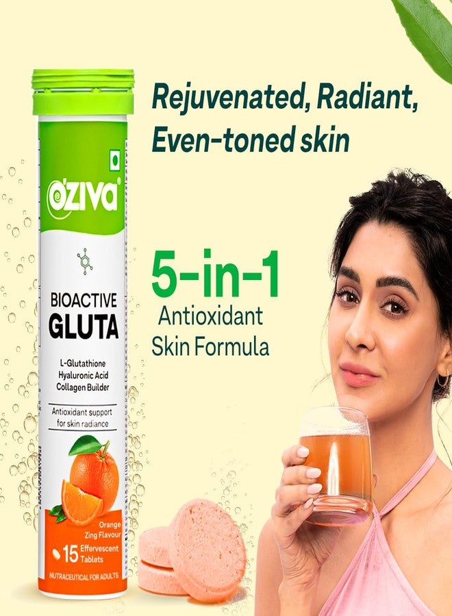OZiva Bioactive Glutathione Tablets for Radiant Skin - 30 Effervescent Tablets (Pack of 2) | L-Glutathione, Lycopene, Vitamin C for Skin Glow & Anti-Pigmentation | Orange - Image 3