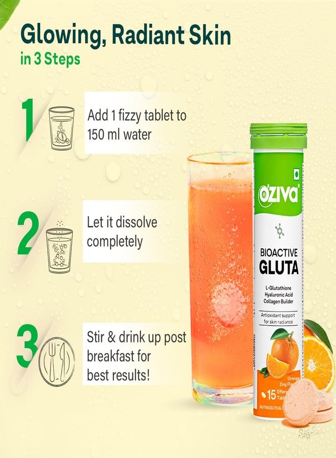 OZiva Bioactive Glutathione Tablets for Radiant Skin - 30 Effervescent Tablets (Pack of 2) | L-Glutathione, Lycopene, Vitamin C for Skin Glow & Anti-Pigmentation | Orange - Image 5