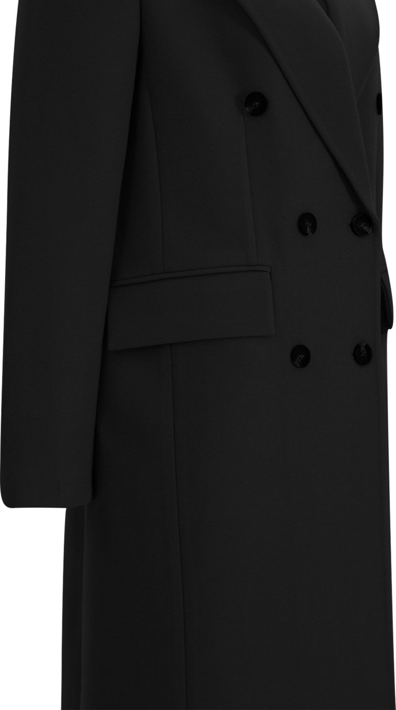 Açelya Okcu AÇELYAOKCU Premium Lapel Double Breasted Slim Fit Maxi Women's Wool Coat  - Image 2