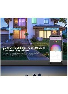 XiuWoo 24 W RGB Colour Changing LED Ceiling Light Dimmable with Remote Control,  Black Round Ceiling Light, Flicker-Free LED Light, IP54 Waterproof for Bathroom, Living Room, Bedroom, Children's Room  - Image 5