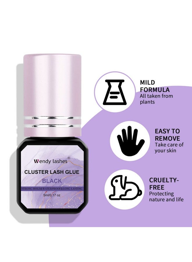 WENDY LASHES Lash Glue Cluster Eyelash Glue Black Sensitive Lash Glue Fast Drying Waterproof Lash Glue Individual Lash Glue Long Lasting DIY Lash Extension Glue Strong Hold Eyelash Glue for Lash Extensions(5ML) - Image 4