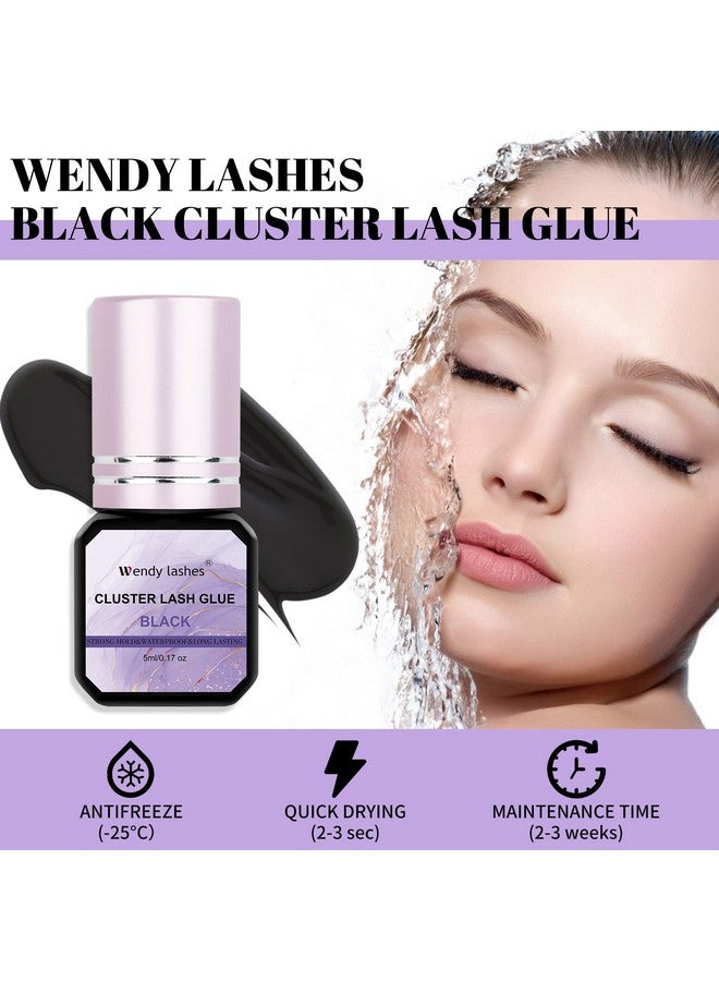 WENDY LASHES Lash Glue Cluster Eyelash Glue Black Sensitive Lash Glue Fast Drying Waterproof Lash Glue Individual Lash Glue Long Lasting DIY Lash Extension Glue Strong Hold Eyelash Glue for Lash Extensions(5ML) - Image 3