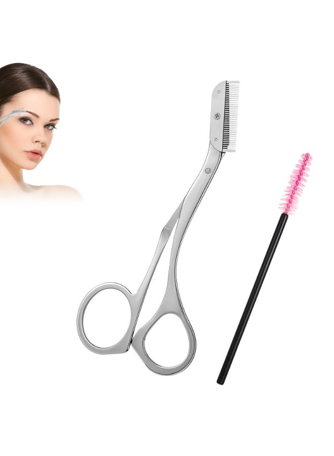 عام مقص تشذيب الحواجب مع مشط، مقص حواجب من الفولاذ المقاوم للصدأ مع فرشاة للنساء والرجال، مقص تشذيب دقيق لتصميم الحواجب. - Image 1