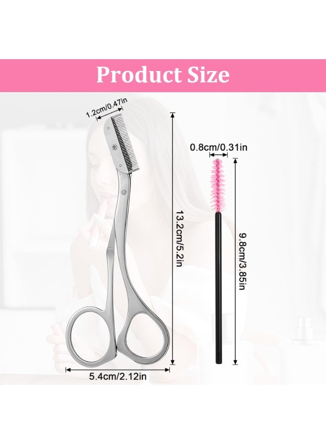 عام مقص تشذيب الحواجب مع مشط، مقص حواجب من الفولاذ المقاوم للصدأ مع فرشاة للنساء والرجال، مقص تشذيب دقيق لتصميم الحواجب. - Image 5